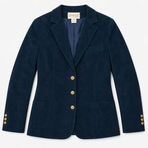 Vtg 70s Ultrasuede Navy Blue Blazer Jacket sz M Preppy Dark Academia Minimalist